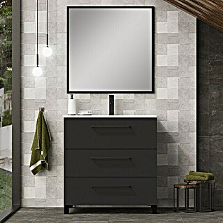 Mueble de lavabo Arosa 3C (L x An x Al: 44,6 x 80 x 83,3 cm, Negro, Mate)
