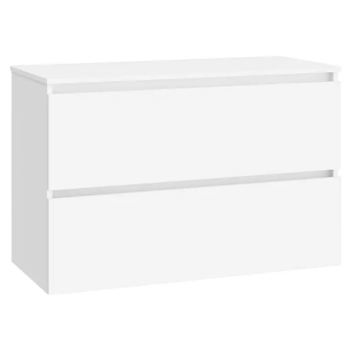 Artysan Mueble bajo de lavabo Kenia Top - Ancho: 100 cm, Blanco - Cómoda blanca con dos cajones. La cómoda minimalista es sencilla y moderna y proporciona espacio de almacenamiento para cualquier habitación.