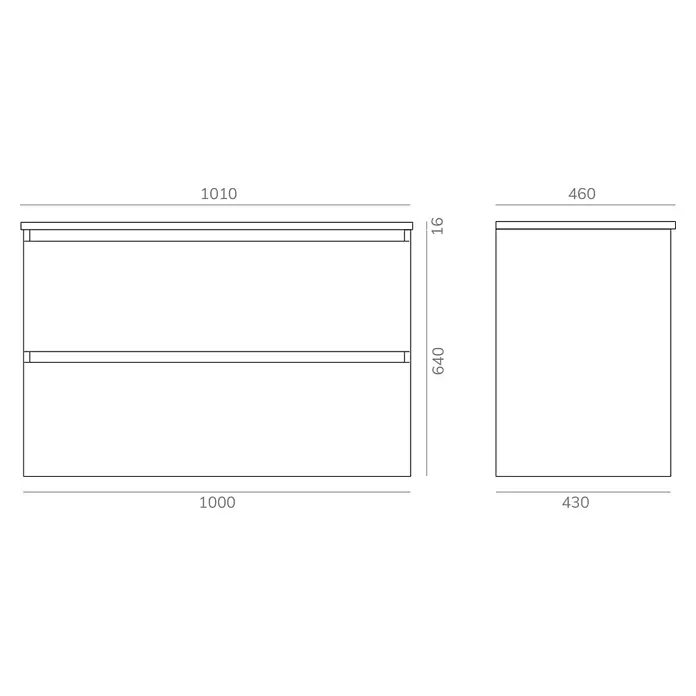 Artysan Mueble bajo de lavabo Kenia Top - Ancho: 100 cm, Negro - Vista del producto: un mueble de baño con cajones, con dimensiones detalladas y líneas limpias para un diseño moderno del baño.