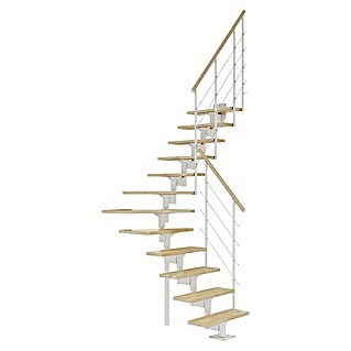 Dolle Mittelholmtreppe Boston (Breite: 74 mm, Verkehrsweiß, 1/4-gewendelt, Farbe Stufen: Buche Natur, Geschosshöhe: 228 cm - 300 cm)