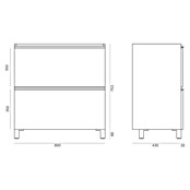 Artysan Mueble de lavabo Barcelona 2C (L x An x Al: 44,6 x 80 x 83,3 cm, Roble waira) | BAUHAUS