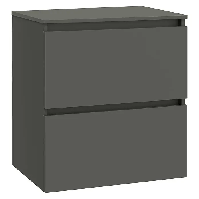Artysan Mueble bajo de lavabo Kenia Top - Ancho: 60 cm, Antracita - Mueble de baño gris con dos cajones para un baño moderno. Un diseño elegante que combina funcionalidad y estética.