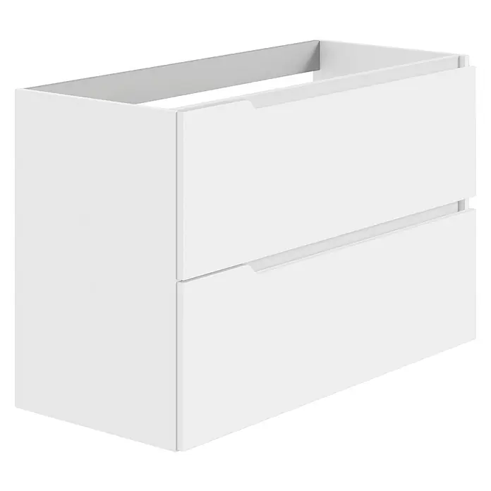 Artysan Mueble bajo de lavabo Zeus - L x An x Al: 44,6 x 100 x 64 cm, Blanco - Mueble de lavabo blanco con dos cajones y tiradores integrados. El mueble tiene un diseño moderno y minimalista.