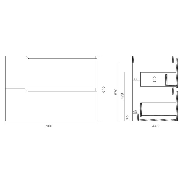 Artysan Mueble de lavabo Zeus (L x An x Al: 44,6 x 90 x 64 cm, Blanco) | BAUHAUS