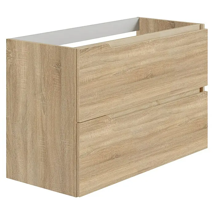 Artysan Mueble bajo de lavabo Zeus - L x An x Al: 44,6 x 100 x 64 cm, Natural - Mueble de baño de aspecto de madera con dos cajones y tiradores, perfecto para cualquier baño. Estilo moderno y funcionalidad.