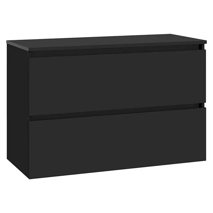 Artysan Mueble bajo de lavabo Kenia Top - Ancho: 100 cm, Negro - Mueble de baño negro con dos cajones, diseño moderno para baños elegantes. Solución de almacenamiento práctica.