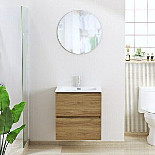 Conjunto de mueble de baño Basic 2C (60 cm, 3 pzs., Roble waira, Efecto madera)