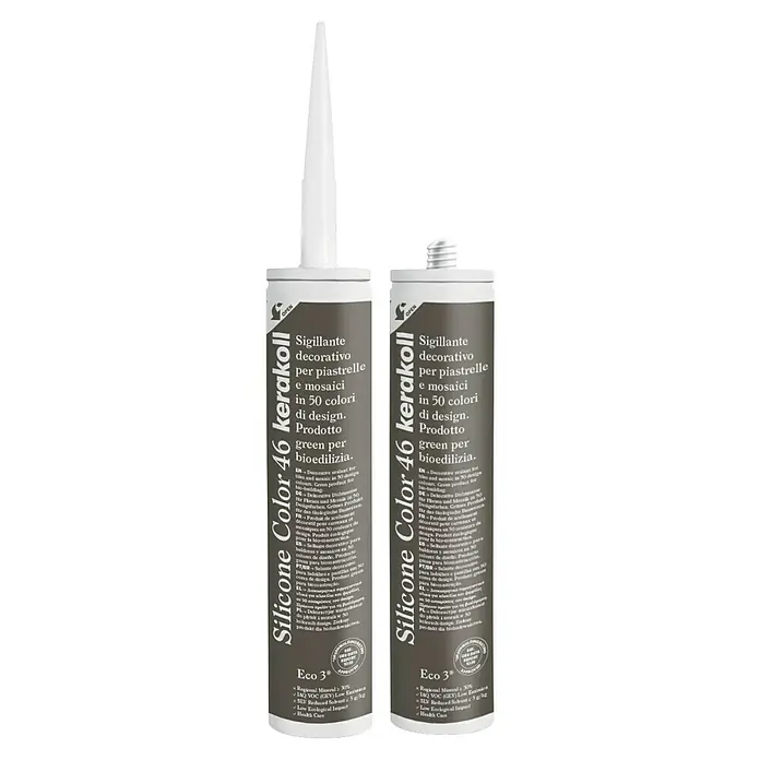 Kerakoll Silicona universal Color - Tono de color: 46, 310 ml - Dos tubos de Kerakoll Silicone Color 46, un sellador decorativo para azulejos y mosaicos en 50 colores.