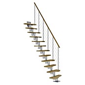 Dolle Mittelholmtreppe Basel (Breite: 64 mm, Perlgrau, Variabel, Farbe Stufen: Eiche Natur, Geschosshöhe: 222 cm - 270 cm) | BAUHAUS