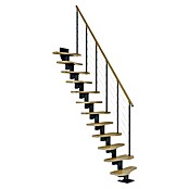 Dolle Mittelholmtreppe Basel (Breite: 64 mm, Anthrazitgrau, Variabel, Farbe Stufen: Eiche Natur, Geschosshöhe: 222 cm - 270 cm) | BAUHAUS