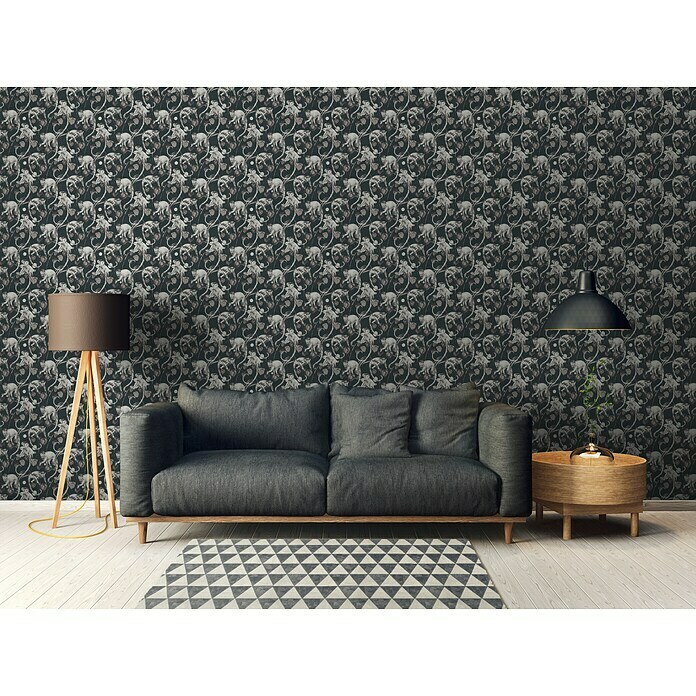 A.S. Création Michalsky 4 Vliestapete Allover mit Affen (Schwarz/Grau, Tieroptik, 10,05 x 0,53 m) | BAUHAUS