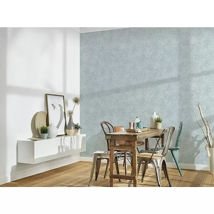 A.S. Création Trendwall 2 Vliestapete - Grau/Grün, Uni, 10,05 x 0,53 m - Stimmungsaufnahme