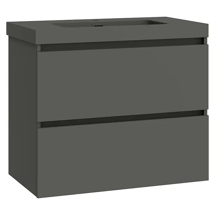 Artysan Conjunto de mueble de baño Kenia - Ancho: 80 cm, Ancho total del mueble de baño: 80 cm, Antracita, Mate, 2 pzs. - Mueble de baño gris con dos cajones y diseño moderno para baños. Ideal para interiores de baño con estilo.