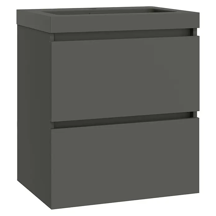 Artysan Conjunto de mueble de baño Kenia - Ancho: 60 cm, Ancho total del mueble de baño: 60 cm, Antracita, Mate, 2 pzs. - Moderno mueble de baño gris con dos cajones. Ideal para cualquier baño, ofrece un almacenamiento elegante y un diseño elegante.