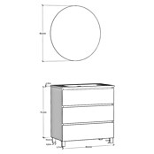 Artysan Conjunto de mueble de baño Basic 3C (Ancho: 80 cm, Roble waira, 3 pzs.) | BAUHAUS