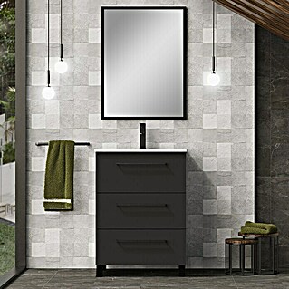 Mueble de lavabo Arosa 3C (L x An x Al: 44,6 x 60 x 83,3 cm, Negro, Mate)