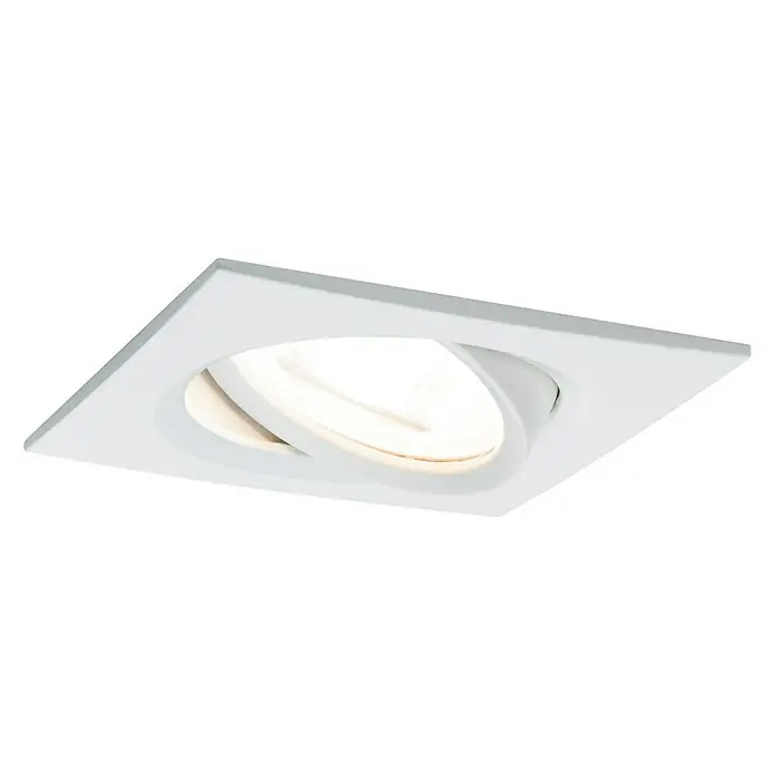 Paulmann LED-Einbauleuchte Nova - 6,5 W, L x B x H: 8,4 x 8,4 x 4,5 cm, Weiß, Warmweiß - Moderne, weiße, eckige Einbauleuchte mit schwenkbarem, rundem LED-Spot für flexible Beleuchtung in jedem Raum.