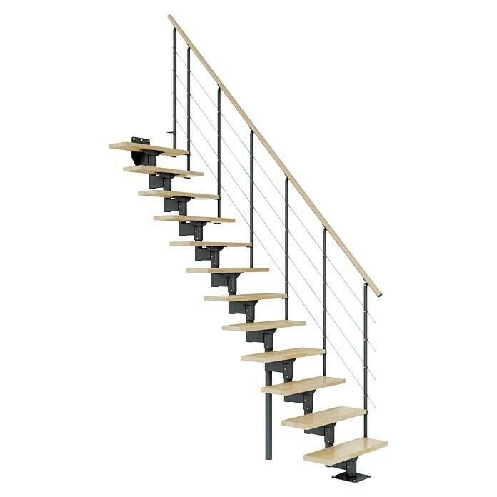 Dolle Mittelholmtreppe Boston (Breite: 74 mm, Anthrazitgrau, Gerade, Farbe Stufen: Buche Natur, Geschosshöhe: 228 cm - 300 cm) | BAUHAUS