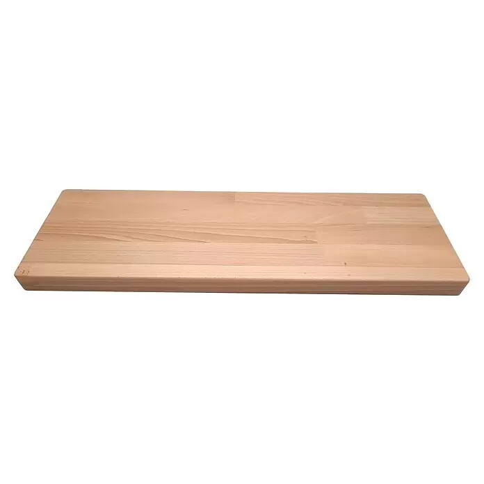 Dolle Mittelholmtreppe Boston - Breite: 74 mm, Anthrazitgrau, Gerade, Farbe Stufen: Buche Natur, Geschosshöhe: 228 cm - 300 cm - Rechteckiges Holzschneidebrett mit natürlicher, hellbrauner Oberfläche und abgerundeten Kanten.