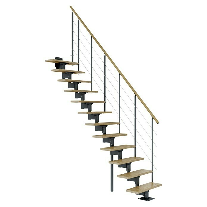 Dolle Mittelholmtreppe Boston (Breite: 74 mm, Anthrazitgrau, Gerade, Farbe Stufen: Eiche Natur, Geschosshöhe: 228 cm - 300 cm) | BAUHAUS