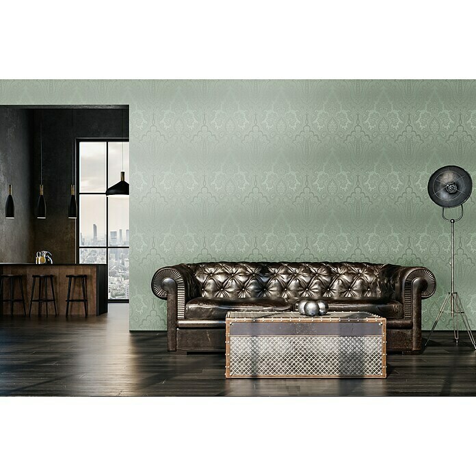 AS Creation My Home My Spa Vliestapete Damask Paisley (Grün, Ornament, 10,05 x 0,53 m) | BAUHAUS