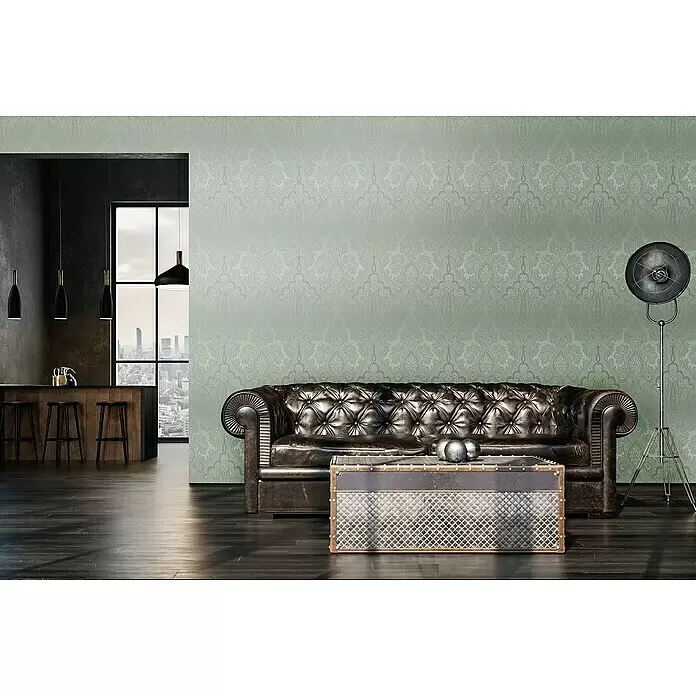 A.S. Création My Home My Spa Vliestapete Damask Paisley - Grün, Ornament, 10,05 x 0,53 m - Stimmungsaufnahme