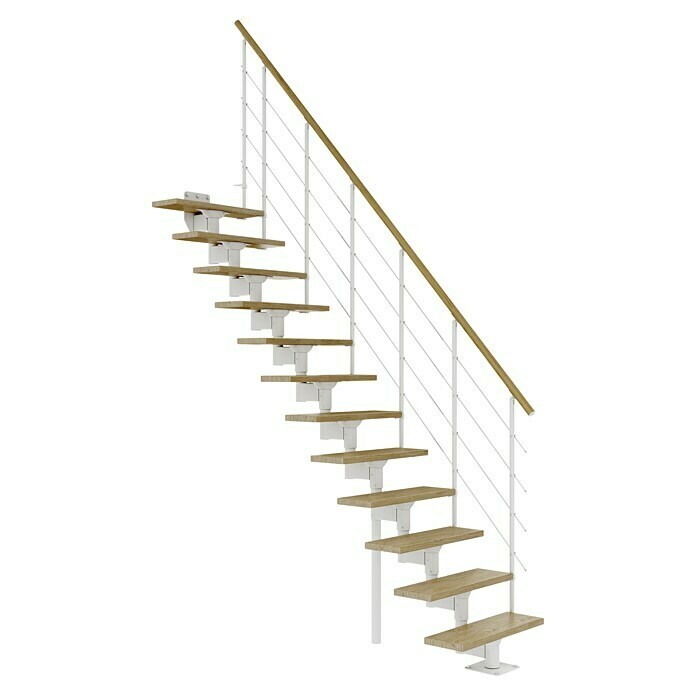 Dolle Mittelholmtreppe Boston (Breite: 74 mm, Verkehrsweiß, Gerade, Farbe Stufen: Eiche Natur, Geschosshöhe: 228 cm - 300 cm) | BAUHAUS