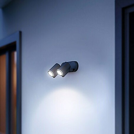 Steinel LED-Sensor-Außenwandleuchte Spot Duo S anthrazit (14,95 W, L x B x H: 9,8 x 24,7 x 17,5 cm, Anthrazit, Warmweiß)