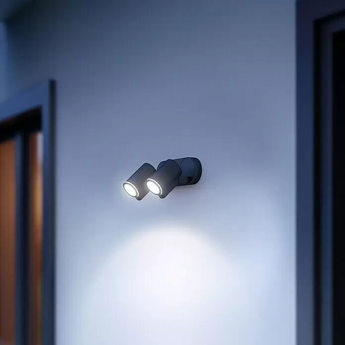Steinel LED-Sensor-Außenwandleuchte Spot Duo S anthrazit - 14,95 W, L x B x H: 9,8 x 24,7 x 17,5 cm, Anthrazit, Warmweiß - Anwendungsbeispiel