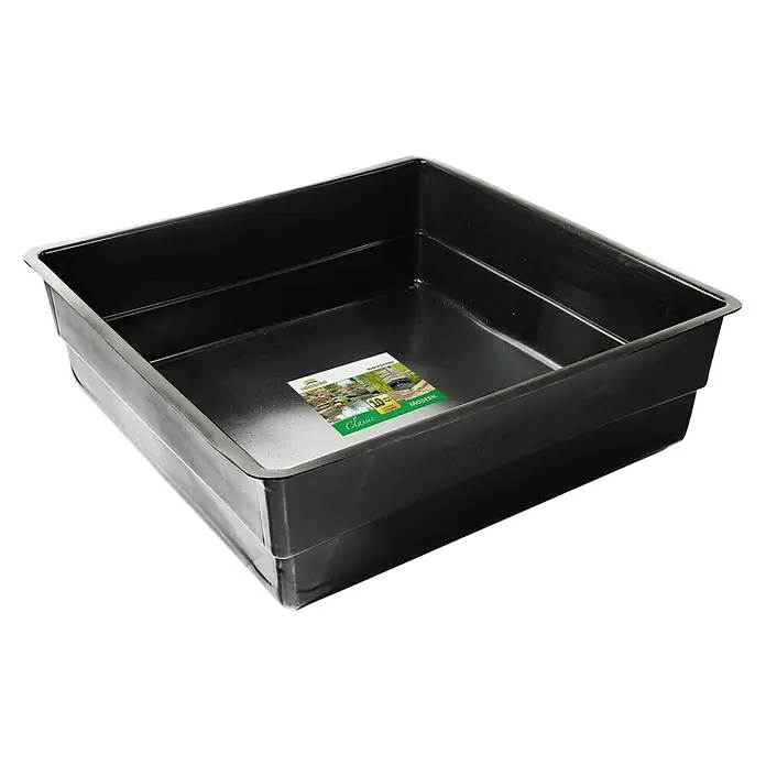 Heissner Teichschale - 150 x 150 x 45 cm, Fassungsvermögen: 880 l - Ein rechteckiger, schwarzer Fertigteich "Classic Modern" aus Kunststoff, ideal für den Gartenteichbau.