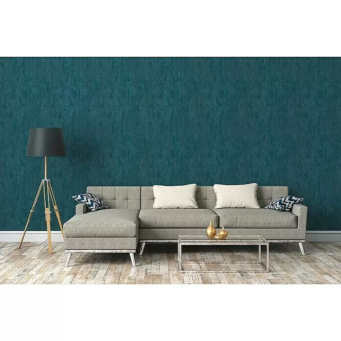 A.S. Création Trendwall 2 Vliestapete Rostoptik - Rost/Blau, Metalloptik, 10,05 x 0,53 m - Stimmungsaufnahme