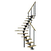 Dolle Mittelholmtreppe Boston (Breite: 74 mm, Anthrazitgrau, 1/4-gewendelt, Farbe Stufen: Eiche Natur, Geschosshöhe: 228 cm - 300 cm) | BAUHAUS