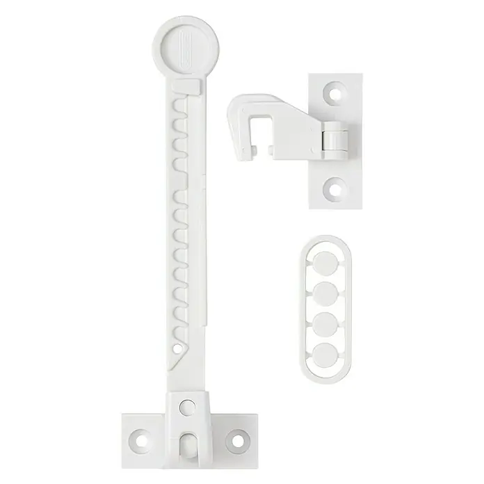 Abus Fenstersicherung NinoWeiß - Weißes Fenster Kindersicherung Set mit einstellbarem Arm, Riegel und Halterung für erhöhte Sicherheit und Schutz für Kinder.