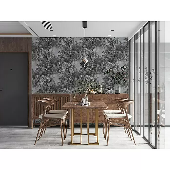 A.S. Création My Home My Spa Vliestapete Dschungel - Grau, Floral, 10,05 x 0,53 m - Stimmungsaufnahme