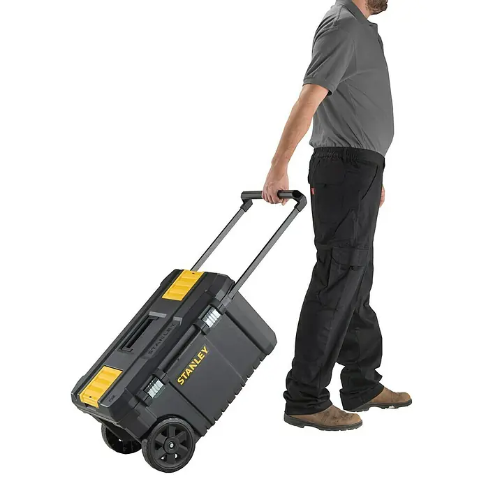 Stanley Caja para herramientas STST1-80150 - L x An x Al: 34,4 x 66,5 x 40,4 cm, Polipropileno, Capacidad volumétrica: 50 l - Caja de herramientas rodante Stanley. Cómodo y duradero cofre de herramientas sobre ruedas para facilitar el transporte de herramientas y accesorios.