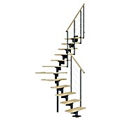 Dolle Mittelholmtreppe Boston (Breite: 74 mm, Anthrazitgrau, 1/4-gewendelt, Farbe Stufen: Buche Natur, Geschosshöhe: 228 cm - 300 cm) | BAUHAUS