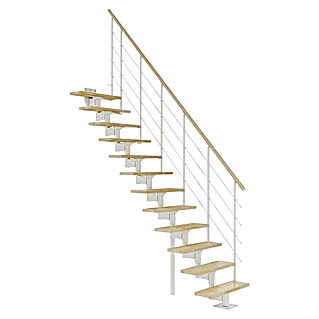 Dolle Mittelholmtreppe Boston (Breite: 74 mm, Verkehrsweiß, Gerade, Farbe Stufen: Buche Natur, Geschosshöhe: 228 cm - 300 cm)