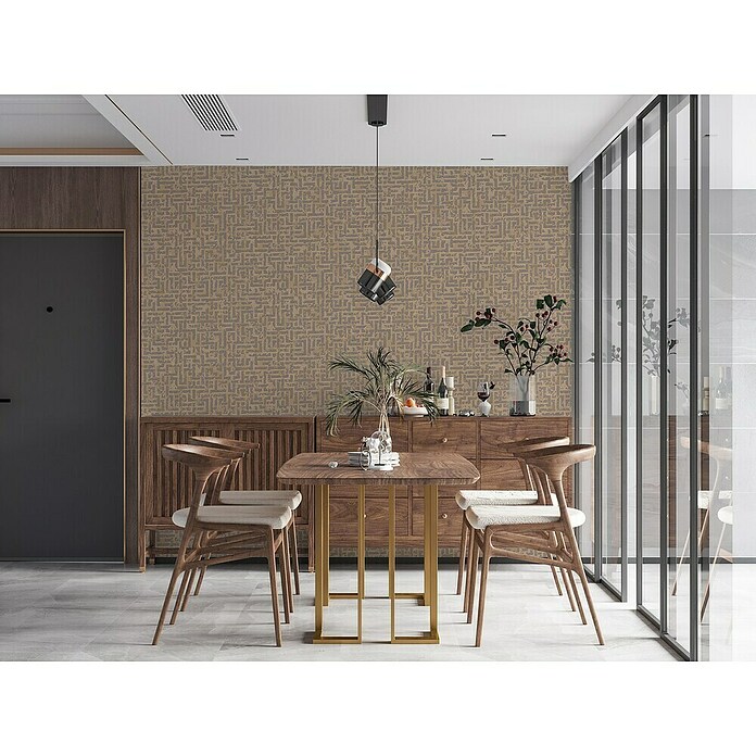A.S. Création My Home My Spa Vliestapete Tetris (Beige/Metallic, Grafisch, 10,05 x 0,53 m) | BAUHAUS
