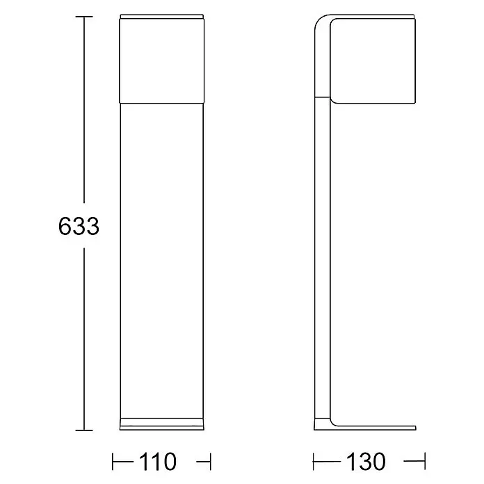 Steinel LED-Sensor-Außenwegeleuchte GL 80 SC anthrazitAnthrazit, L x B x H: 13,2 x 11 x 63,25 cm Sketch