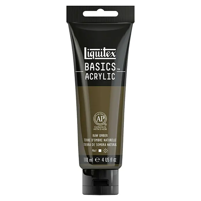 Liquitex Basics Acrylfarbe - Umbra Natur, 118 ml - Eine Tube Liquitex Basics Acrylfarbe in Rohumbra. Ideal für Künstler, die hochwertige Farbe zu einem erschwinglichen Preis suchen.