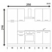 Marinelli Cucine Vormontierte Küchenzeile Ametista (Breite: 250 cm, Anthrazit/Nuss, Mit Elektrogeräten, Spüle links) | BAUHAUS