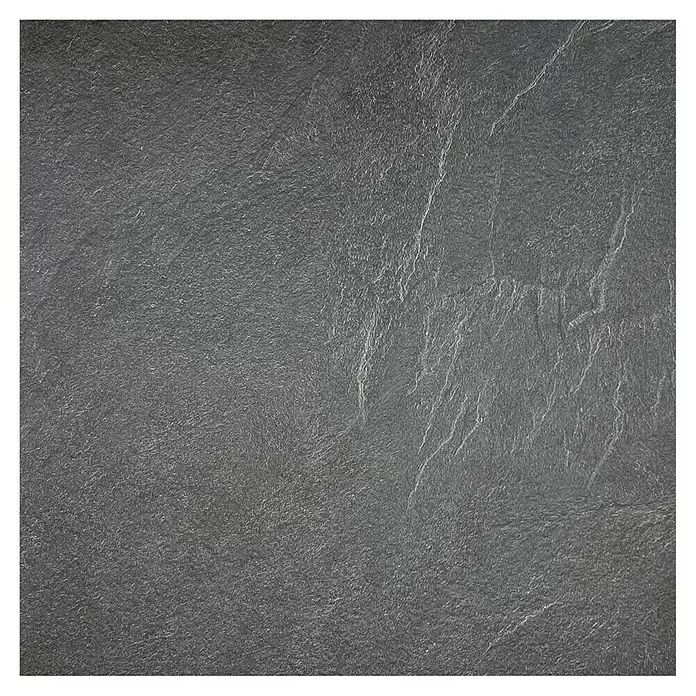 Marinelli Cucine Vormontierte Winkelküche Gemma - B x T: 250 x 225 cm, Weiß, Mit Elektrogeräten, Spüle links - Nahaufnahme einer dunklen Schieferplatte mit feiner Textur und natürlichen Maserungen.