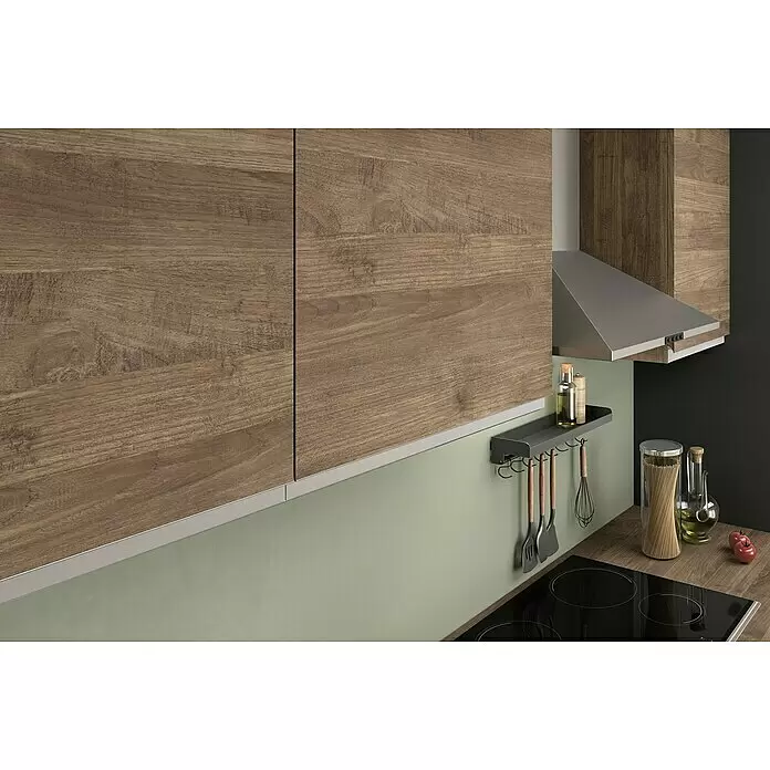 Marinelli Cucine Vormontierte Küchenzeile Ametista - Breite: 345 cm, Anthrazit/Nuss, Mit Elektrogeräten, Spüle links - Detailaufnahme