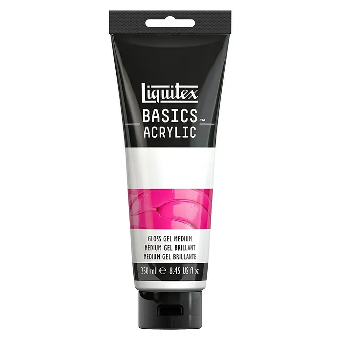 Liquitex Basics Effektmedium - Transparent, Glänzend, 250 ml - Liquitex Basics Acrylic Gloss Gel Medium Tube mit 250 ml Inhalt für künstlerische Anwendungen.