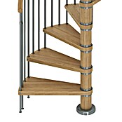 Dolle Wenteltrap Winnipeg (Diameter: 140 cm, Basalt grijs, Kleur treden: Eiken netuur, Verdiepingshoogte: 246 cm - 270 cm) | BAUHAUS