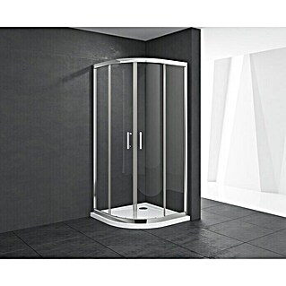 Mampara de ducha semicircular Chloe  (L x An x Al: 80 x 80 x 195 cm, Vidrio transparente, Espesor: 5 mm, Cromo)