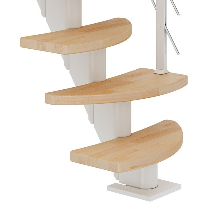 Dolle Mittelholmtreppe Berlin (Breite: 64 cm, Variabel, Weiß, Farbe Stufen: Buche Natur, Geschosshöhe: 259 cm - 315 cm) | BAUHAUS