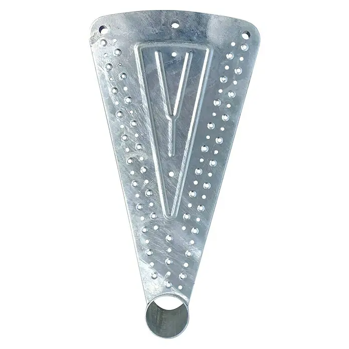 Dolle Außentreppe Gardenspin - Durchmesser: 185 cm, Geschosshöhe: 307,5 cm - 352,5 cm, Lochblechstufen, Silber - Metallene Spindel-Treppenstufe mit rutschfesten Noppen und einer V-förmigen Aussparung. Ideal für sichere und moderne Treppen.