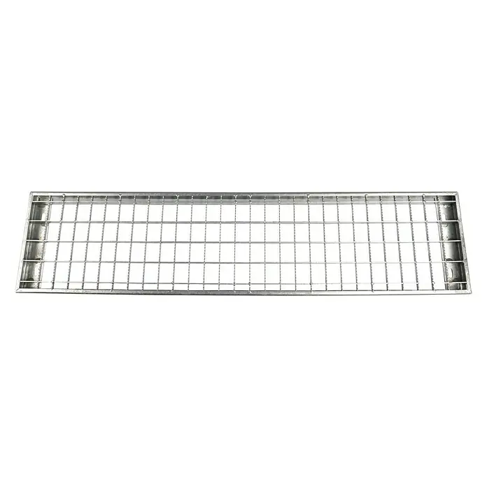 Dolle Außentreppe Gardentop - Gitterroststufen, Mitlaufende Edelstahlstäbe, Breite: 100 cm, Anzahl Stufen: 2 Stk., Geschosshöhe: 36 cm - 44 cm - Metallgitter: Robuste, silberfarbene Metallstruktur mit quadratischen Öffnungen, ideal für industrielle Anwendungen. Langlebig und stabil.