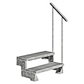 Dolle Buitentrap Gardentop (Roostertreden, Thermisch verzinkte leuningpalen, Breedte: 100 cm, Aantal treden: 2 st., Verdiepingshoogte: 36 cm - 44 cm) | BAUHAUS